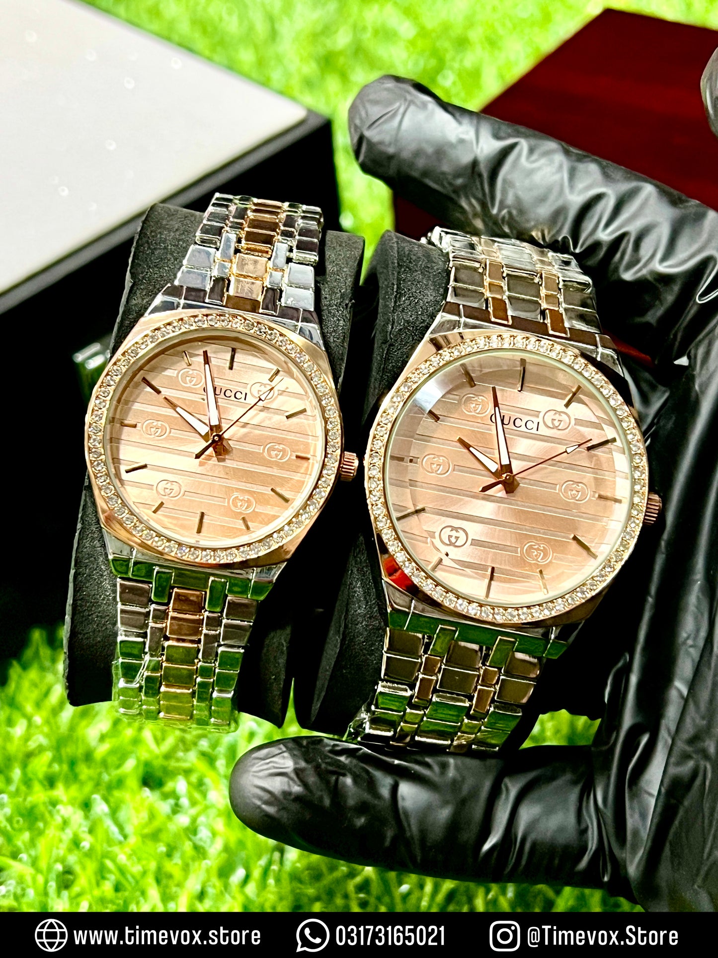 GUCCI STONE COUPLE WATCHES