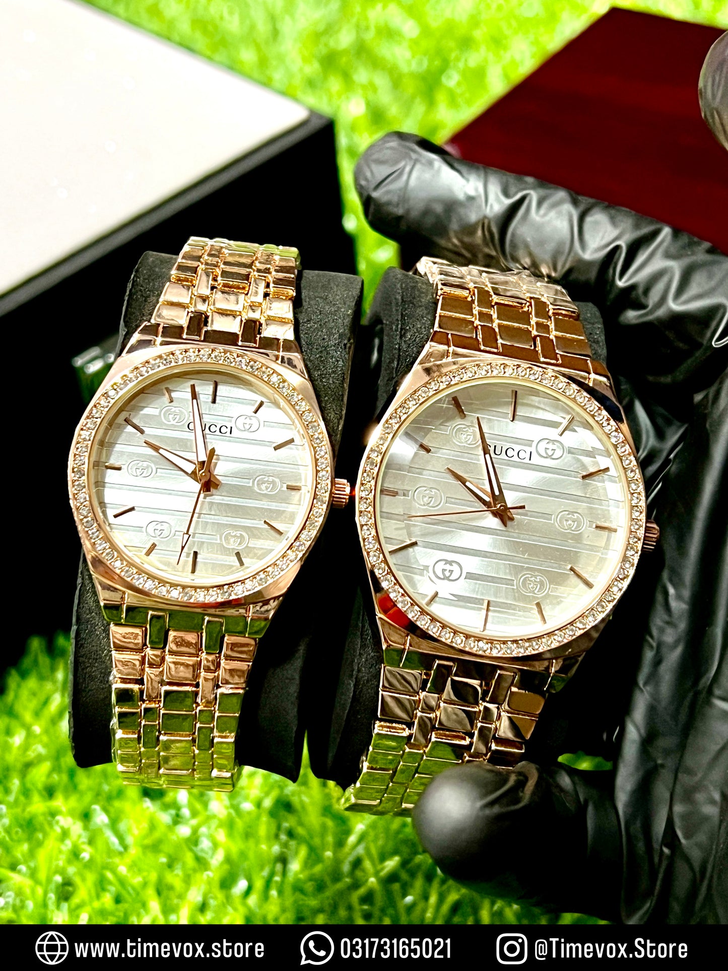 GUCCI STONE COUPLE WATCHES